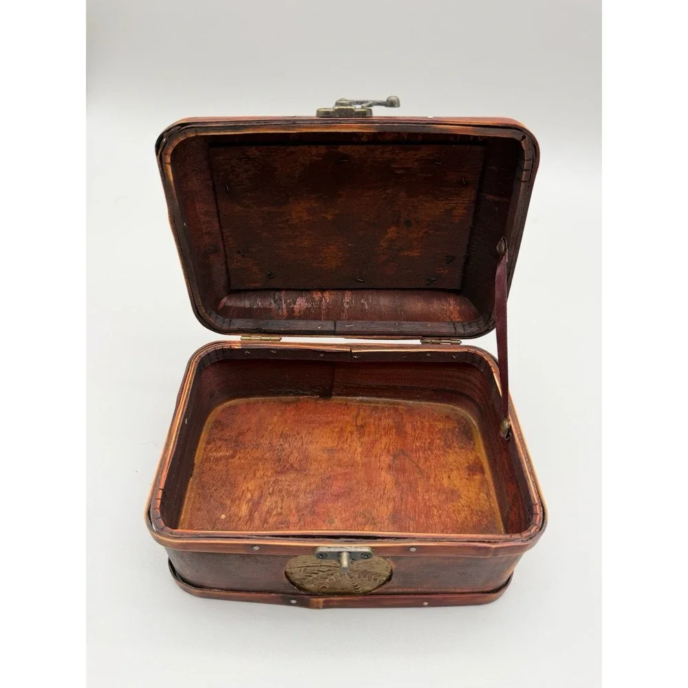 Decorative Wooden Keepsake Box Palm Tree Medallions Trinket Storage